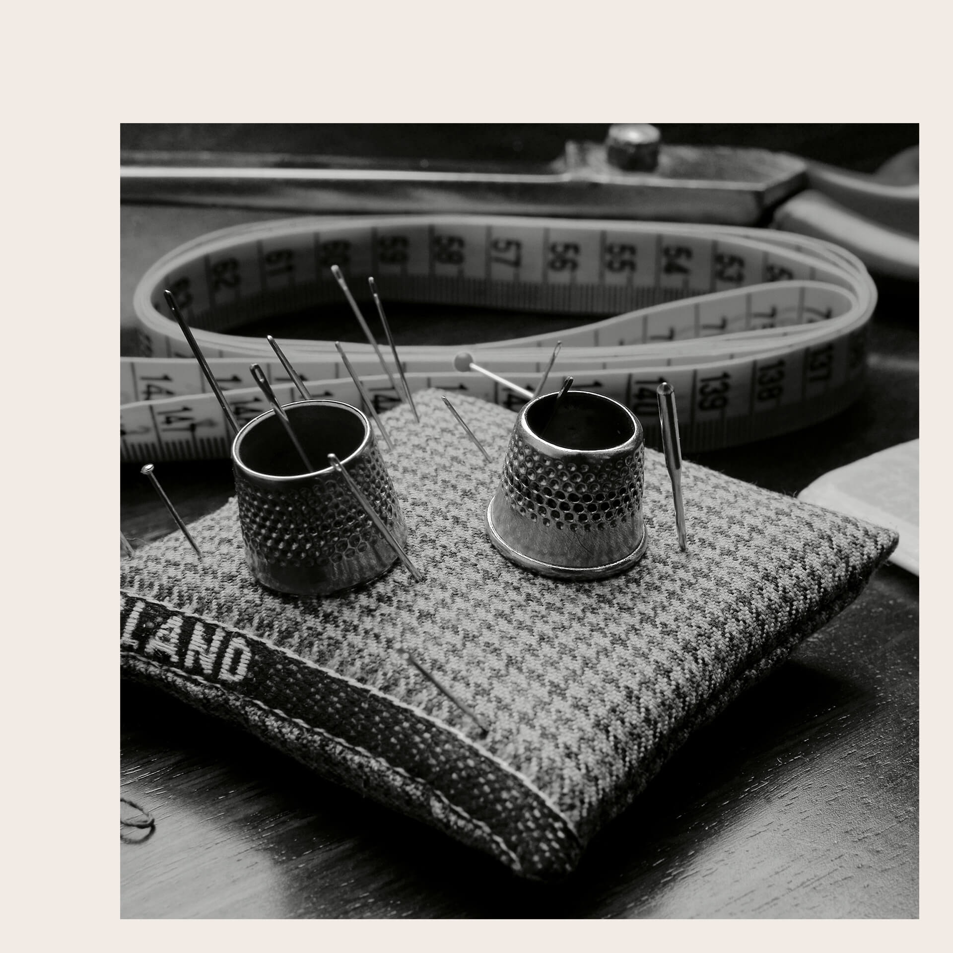 Tailoring accessories for bespoke suit making at Piotr Kamiński Atelier
